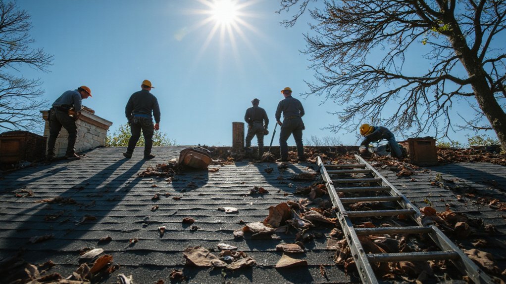 Roof storm damage in Fairfax VA showing missing shingles and visible wear after heavy storm